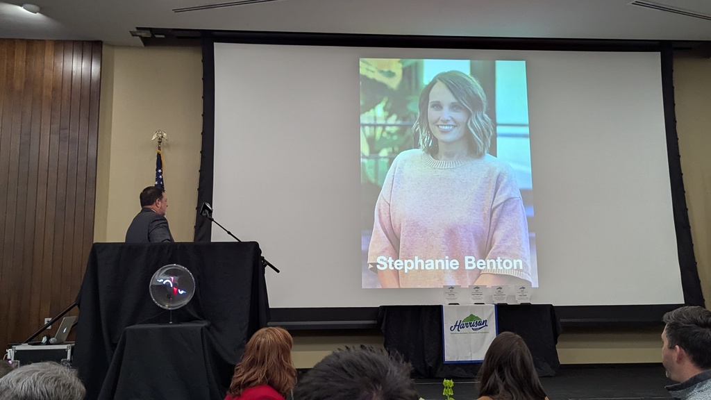 Presentation about Stephanie Benton at Chamber meeting