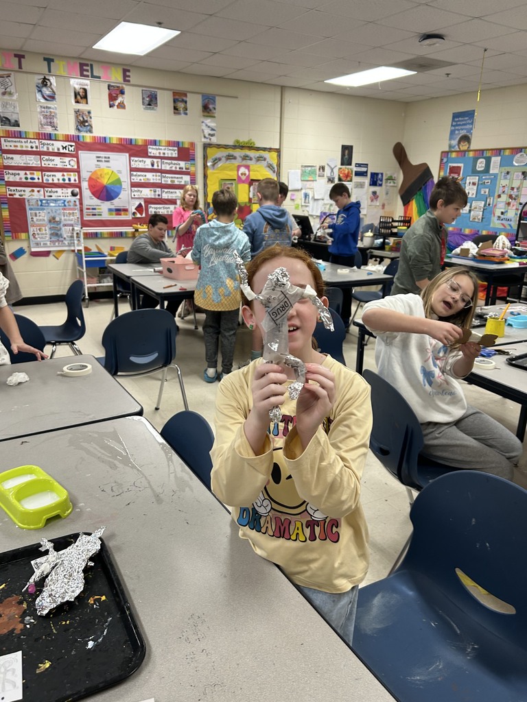 🎨✨ Creativity in Action at HMS! ✨🎨  Mrs. Morgan’s art classes have been hard at work creating some incredible masterpieces!  Our 5th grade students explored movement and expression by designing sculptures inspired by Keith Haring. Haring was known for his bold lines, simple figures, and energetic artwork that often showed people in motion and shared messages about love, unity, and community.  Our 6th grade students tapped into bright colors and everyday inspiration with pop art sculptures influenced by Andy Warhol. Warhol was famous for turning ordinary objects—like soup cans and candy—into colorful works of art, helping people see everyday items in a whole new way.  We are so proud of the imagination and effort our students are showing in the art room. Be sure to ask them about their creations! 🎉👏