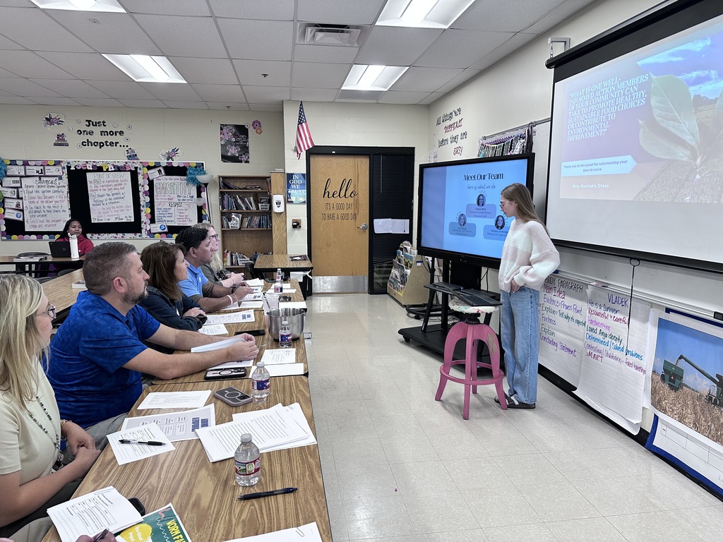 A big thank you to our incredible panel members for taking the time to visit Mrs. Benton’s class and support our students! 🌱  Your valuable feedback and encouragement are helping shape some truly amazing ag projects, and we are so grateful for your investment in our students’ success.  We appreciate you, Josh Bright, Pamela Kindall, Ryan Caughron, Debbie Wilson, Chris Wade, and Brandy Mincer! 👏 #HMSProud #CommunitySupport #AgEducation #StudentSuccess