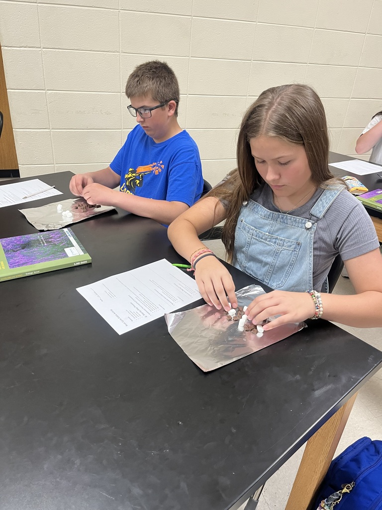 Today in class, students explored the rock cycle in a hands-on (and delicious!) way! 🍫🔥 Using marshmallows, Hershey chocolate bars, and tinfoil, students modeled how rocks change over time. By applying pressure with their hands and using heat from an iron and a toaster oven, they were able to recreate the three main types of rocks:  🪨 Sedimentary – pressing the materials together 🔥 Metamorphic – adding heat and pressure 🌋 Igneous – melting and cooling  This lab helped students see that: ➡️ Energy flows through the system (heat and pressure drive change) ➡️ Matter cycles (the same materials are reused and never lost)  Students discovered that the rock cycle has no true beginning or end—just continuous change!  Hands-on learning + real-world connections = a great day in science! 👏 #RockCycle #HandsOnLearning #7thGradeScience