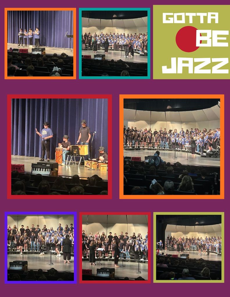 Our amazing 6th grade students showed off all their artistic talents yesterday at Gotta Be Jazz 2026! 🎶  Mrs. Bruffett, 5/6 Music Teacher, along with Mrs. Wollick, 6/7/8 Choir Director, worked with our 6th grade students to bring the sounds of jazz to our Performing Arts Center.  Mrs. Morgan, 5/6 Art Teacher, and Coach Mattix, 7/8 Art Teacher, collaborated with students to create jazz-themed artwork and stage decorations.  Way to go, students! 👏
