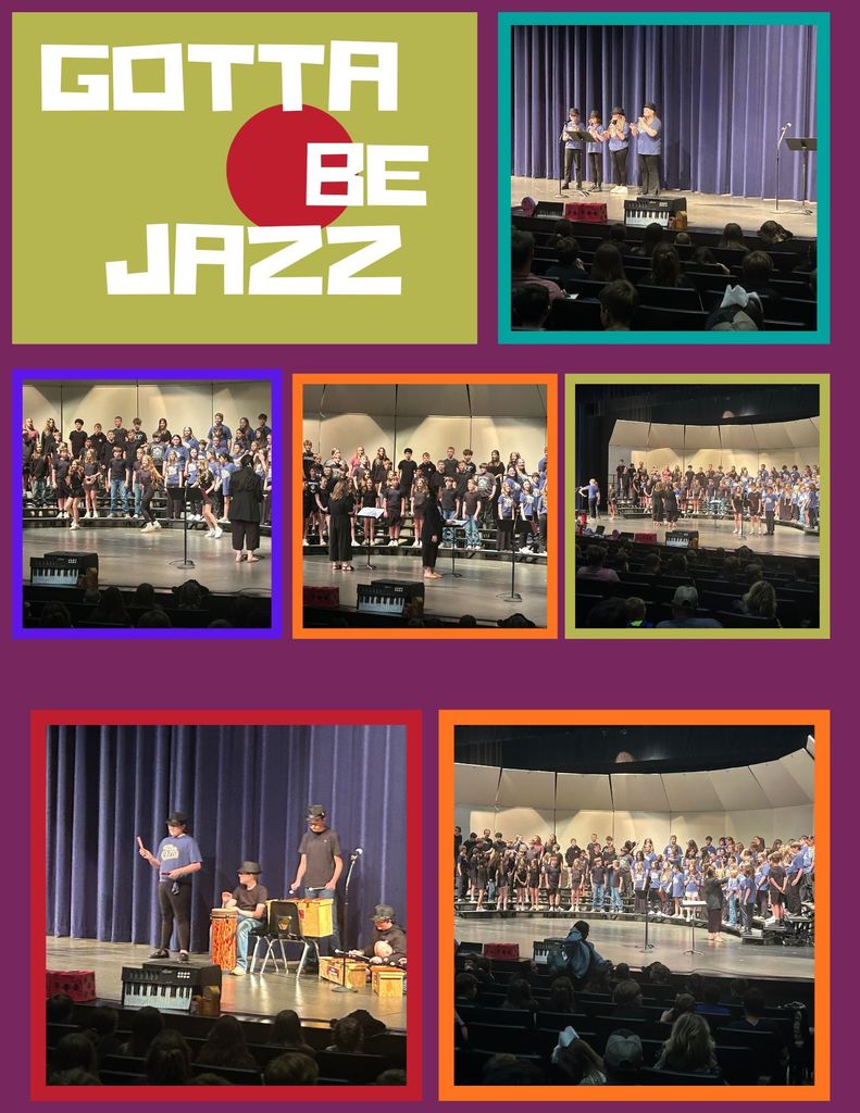 Our amazing 6th grade students showed off all their artistic talents yesterday at Gotta Be Jazz 2026! 🎶  Mrs. Bruffett, 5/6 Music Teacher, along with Mrs. Wollick, 6/7/8 Choir Director, worked with our 6th grade students to bring the sounds of jazz to our Performing Arts Center.  Mrs. Morgan, 5/6 Art Teacher, and Coach Mattix, 7/8 Art Teacher, collaborated with students to create jazz-themed artwork and stage decorations.  Way to go, students! 👏