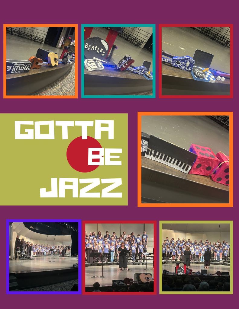 Our amazing 6th grade students showed off all their artistic talents yesterday at Gotta Be Jazz 2026! 🎶  Mrs. Bruffett, 5/6 Music Teacher, along with Mrs. Wollick, 6/7/8 Choir Director, worked with our 6th grade students to bring the sounds of jazz to our Performing Arts Center.  Mrs. Morgan, 5/6 Art Teacher, and Coach Mattix, 7/8 Art Teacher, collaborated with students to create jazz-themed artwork and stage decorations.  Way to go, students! 👏