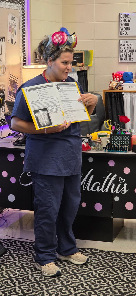 🩺➕ Surgery in Session… Math Style! ➗🩹  Mrs. Mathis’s 5th Grade Math Class – Trailblazers Team turned the classroom into a full-on surgical unit while reviewing the order of operations! 🏥  Our student “surgeons” had to correctly evaluate expressions to save their patients’ lives—talk about high stakes! 😄 From solving step-by-step to double-checking their work, these Trailblazers proved they’ve got the skills to operate under pressure.  A huge THANK YOU to the NARMC surgical department for donating PPE (personal protective equipment) and helping us bring this hands-on learning experience to life! 👏  #Trailblazers #MathInAction #OrderOfOperations #HandsOnLearning
