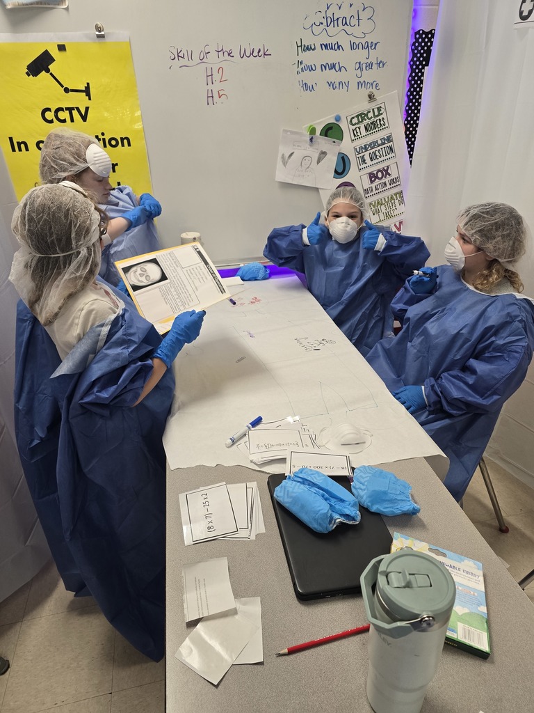 🩺➕ Surgery in Session… Math Style! ➗🩹  Mrs. Mathis’s 5th Grade Math Class – Trailblazers Team turned the classroom into a full-on surgical unit while reviewing the order of operations! 🏥  Our student “surgeons” had to correctly evaluate expressions to save their patients’ lives—talk about high stakes! 😄 From solving step-by-step to double-checking their work, these Trailblazers proved they’ve got the skills to operate under pressure.  A huge THANK YOU to the NARMC surgical department for donating PPE (personal protective equipment) and helping us bring this hands-on learning experience to life! 👏  #Trailblazers #MathInAction #OrderOfOperations #HandsOnLearning