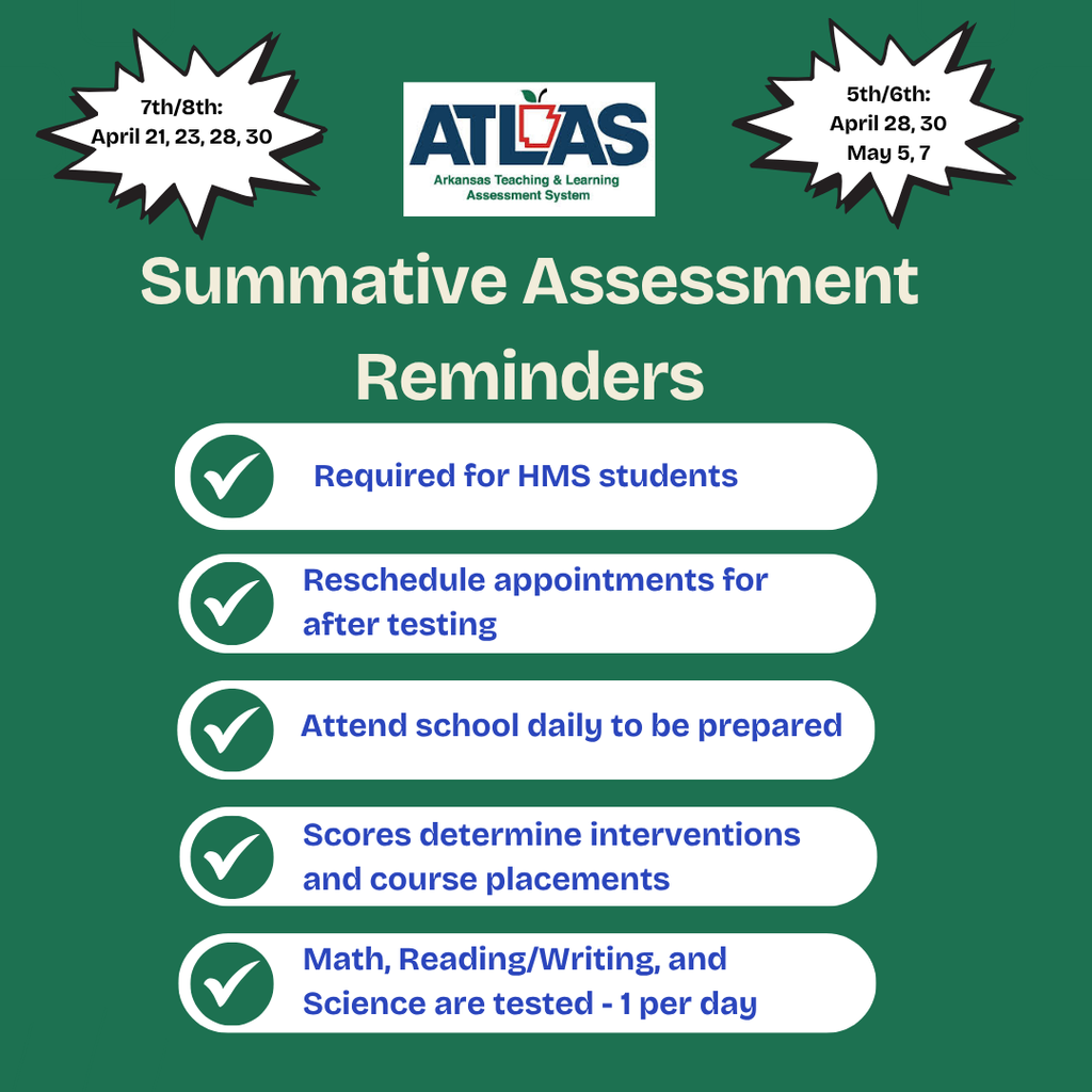 ATLAS SUMMATIVE ASSESSMENT REMINDERS