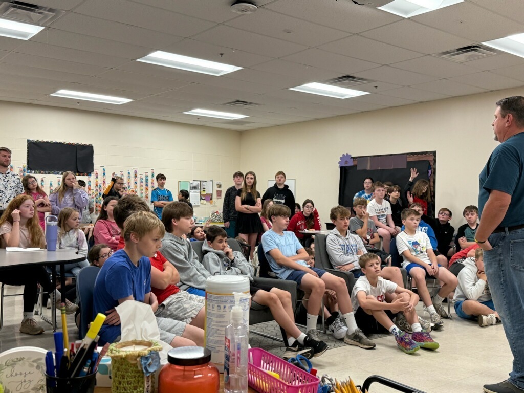 6th Grade FCA had a great morning! 🙌  A big THANK YOU to Tyson King from Camp Iron Bluffs for sharing with our group and for bringing donuts! 🍩 Your message and generosity meant so much to our students.  We appreciate you taking the time to invest in them!  #HarrisonMiddleSchool #FCA #StudentLeadership #CommunitySupport #Grateful #MakingADifference #ThankYou #InvestingInStudents #CampIronBluffs