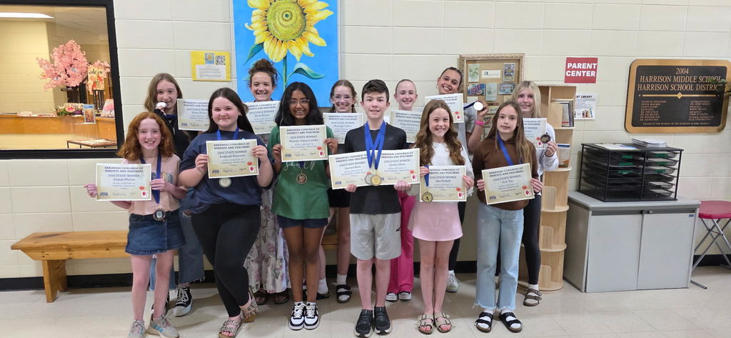 Harrison Middle School proudly celebrated our State PTA Reflections winners today! 🎉  Congratulations to these talented students for their creativity and hard work! The PTA Reflections program opens the door for students to express their thoughts, feelings, and ideas through the arts. It’s an incredible opportunity that helps build confidence, inspire creativity, and foster a lifelong love of learning—skills that support success both in school and beyond.  We are so proud of you, Goblins! 💙✨  #HarrisonMiddleSchool #PTAReflections #StudentSuccess #GoblinPride #ArtsInEducation