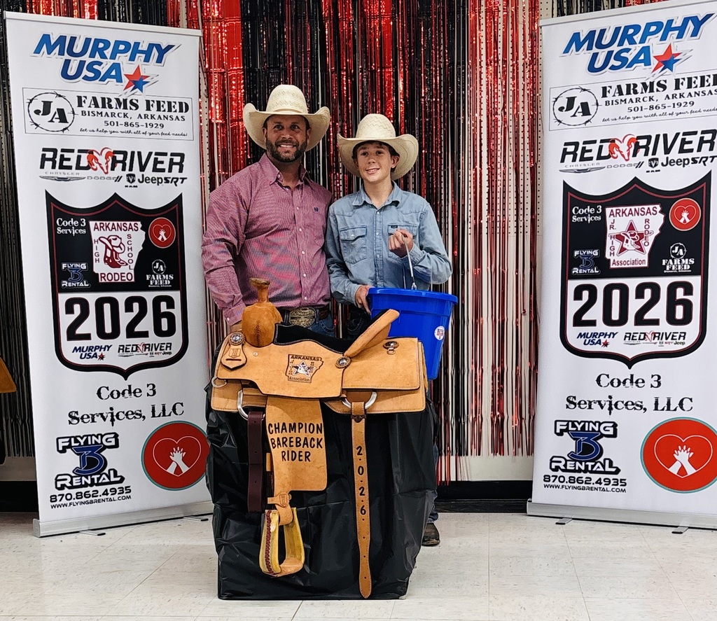 🤠🏆 Congratulations to HMS 7th Grader Owen Elliott! 🏆🤠  Owen competed this weekend at the Arkansas Junior High Rodeo State Finals and earned the title of Bareback State Champion!  He had an outstanding weekend, winning: ⭐ Both competition rounds ⭐ The weekend average ⭐ Bareback State Champion honors  Owen also qualified for the National Junior High Finals Rodeo in Guthrie, Oklahoma this June!  We are proud of Owen and all of his hard work and dedication. Good luck at Nationals! 💙💛  #GoblinPride #HarrisonSchools #JuniorHighRodeo #StateChampion #FutureChampion