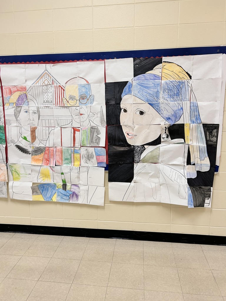 🎨 HMS 5th Grade Students have been studying famous works of art and showing off their creativity with their own amazing interpretations!  Students created their own masterpieces inspired by: 🖼️ Girl with a Pearl Earring (1665) by Johannes Vermeer 🖼️ American Gothic (1930) by Grant Wood 🖼️ Mona Lisa (1503) by Leonardo da Vinci 🖼️ The Starry Night (1889) by Vincent van Gogh   We are so proud of the creativity, effort, and artistic talent our students displayed through these projects! Great job, Goblins! 💙💛