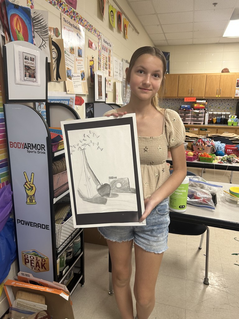 🎨 Mrs. Morgan has kept her 5th and 6th grade students busy all year long! She has encouraged students to grow their artistic talents and challenged them by entering several art competitions throughout the year.  Students participated in: 🖌️ A Peace Poster Contest sponsored by Lions Clubs International 🖌️ A Drug Awareness Contest sponsored by Benevolent and Protective Order of Elks 🖌️ A Still Life Contest sponsored by The Harrison Art League  Please enjoy viewing the amazing artwork created by our talented student artists! 🌟 (Part 1 of 3) 💙💛 #GoblinPride #StudentArtists #ArtEducation #CreativeMinds
