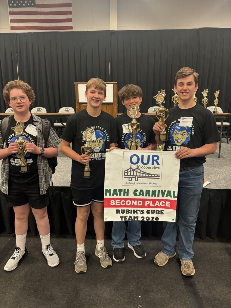 🧮🏆 HMS Students traveled to University of Arkansas at NorthARK today to compete in the OUR Cooperative Math Carnival — and they came home with some impressive hardware! Competing against 16 schools, our Goblins did an outstanding job showcasing their math skills, teamwork, and problem-solving abilities. 🏅 Competition Results: ➕ 5th Grade Problem Solving — 3rd Place ➕ 6th Grade Problem Solving — 3rd Place ➕ 8th Grade Problem Solving — 2nd Place 🧠 5th/6th Grade Jeopardy — 1st Place 🧠 7th/8th Grade Jeopardy — 1st Place 🧩 Rubik’s Cube Team — 2nd Place We also had several individual Rubik’s Cube winners! Congratulations to all of our HMS students and teachers for representing our school so well. We are proud of your hard work, determination, and success! 💙💛 #HMSGoblins #GoblinPride #MathCarnival #StudentSuccess #FutureProblemSolvers