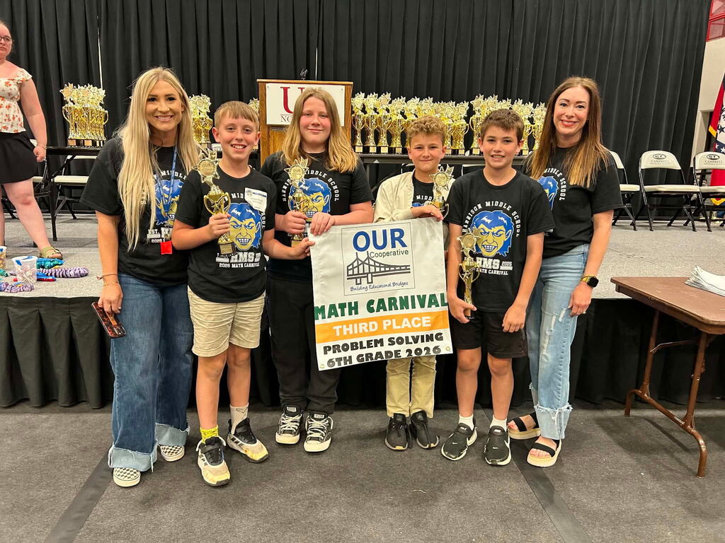 #🧮🏆 HMS Students traveled to University of Arkansas at NorthARK today to compete in the OUR Cooperative Math Carnival — and they came home with some impressive hardware! Competing against 16 schools, our Goblins did an outstanding job showcasing their math skills, teamwork, and problem-solving abilities. 🏅 Competition Results: ➕ 5th Grade Problem Solving — 3rd Place ➕ 6th Grade Problem Solving — 3rd Place ➕ 8th Grade Problem Solving — 2nd Place 🧠 5th/6th Grade Jeopardy — 1st Place 🧠 7th/8th Grade Jeopardy — 1st Place 🧩 Rubik’s Cube Team — 2nd Place We also had several individual Rubik’s Cube winners! Congratulations to all of our HMS students and teachers for representing our school so well. We are proud of your hard work, determination, and success! 💙💛 #HMSGoblins #GoblinPride #MathCarnival #StudentSuccess #FutureProblemSolversHMSGoblins #GoblinPride #MathCarnival #StudentSuccess #FutureProblemSolvers