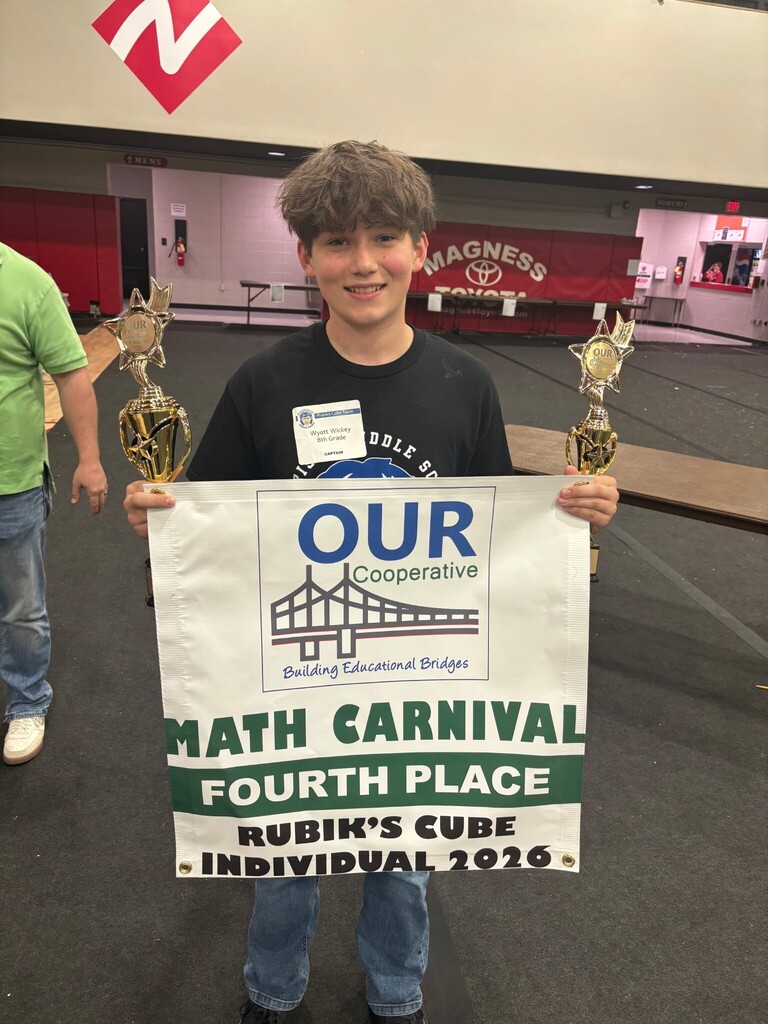 #🧮🏆 HMS Students traveled to University of Arkansas at NorthARK today to compete in the OUR Cooperative Math Carnival — and they came home with some impressive hardware! Competing against 16 schools, our Goblins did an outstanding job showcasing their math skills, teamwork, and problem-solving abilities. 🏅 Competition Results: ➕ 5th Grade Problem Solving — 3rd Place ➕ 6th Grade Problem Solving — 3rd Place ➕ 8th Grade Problem Solving — 2nd Place 🧠 5th/6th Grade Jeopardy — 1st Place 🧠 7th/8th Grade Jeopardy — 1st Place 🧩 Rubik’s Cube Team — 2nd Place We also had several individual Rubik’s Cube winners! Congratulations to all of our HMS students and teachers for representing our school so well. We are proud of your hard work, determination, and success! 💙💛 #HMSGoblins #GoblinPride #MathCarnival #StudentSuccess #FutureProblemSolversHMSGoblins #GoblinPride #MathCarnival #StudentSuccess #FutureProblemSolvers
