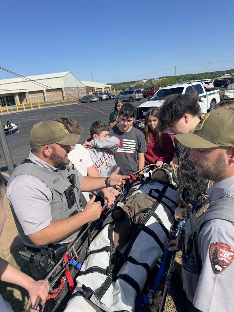 Mrs. O'Dell's Career Development students had an incredible opportunity to learn from law enforcement rangers with the Buffalo National River during a hands-on presentation about search and rescue techniques. Ranger Pete Walker and Ranger Boone Waters shared how they respond to emergencies in challenging environments such as rivers, trails, and cliffs, while explaining the teamwork, training, and quick decision-making required in rescue situations. Students also learned how to properly and safely load an injured person into a litter basket, an important skill used to transport patients during rescues. Seeing these real-world techniques in action gave students a better understanding of careers in law enforcement, emergency response, and public service. We appreciate the officers from the Buffalo National River for taking the time to educate and inspire our students through this engaging experience.