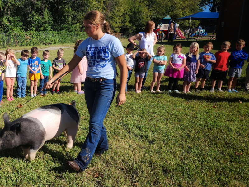 students with animals