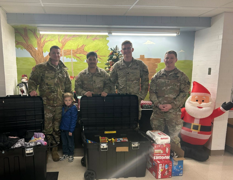 National Guard members greet students