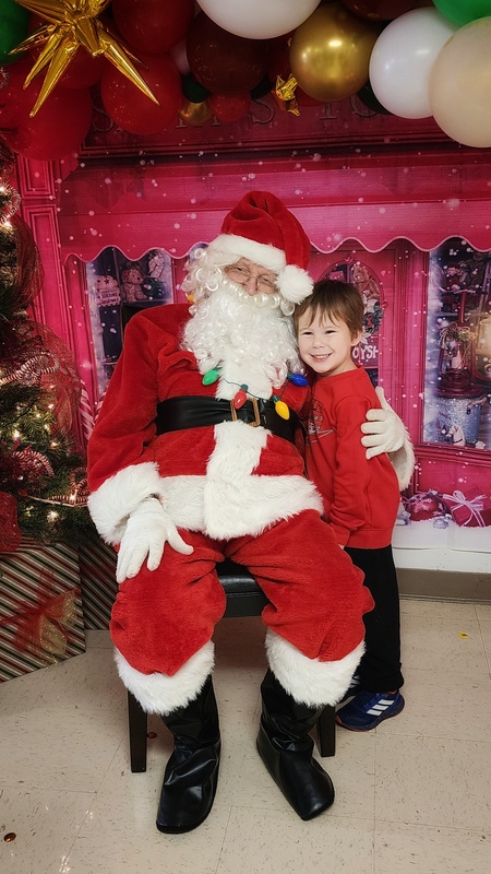 student with Santa
