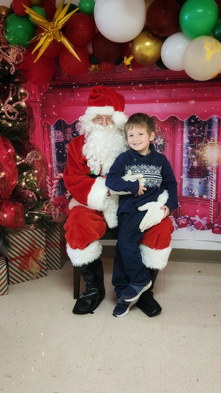 student with Santa