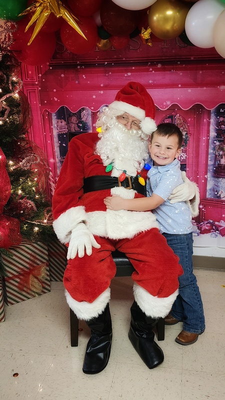 student with Santa
