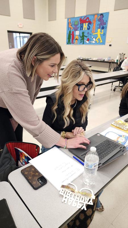 Middle school professional development in cafeteria