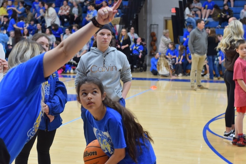 Special Olympian competing
