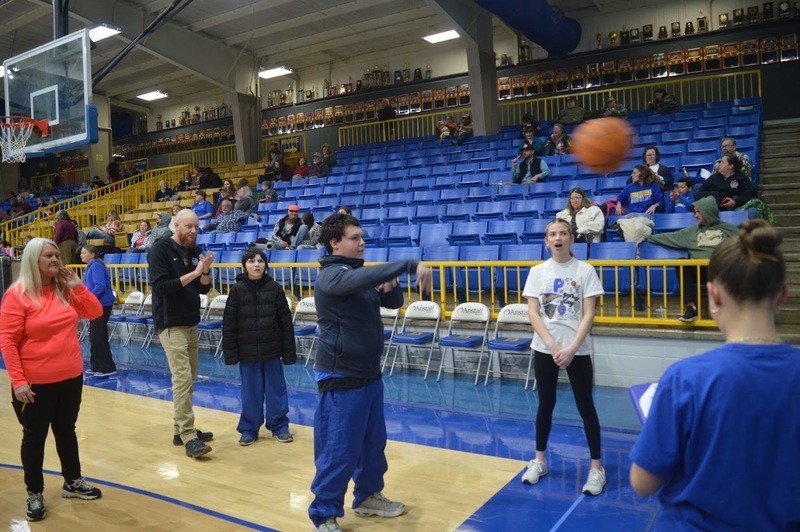 Special Olympian competing