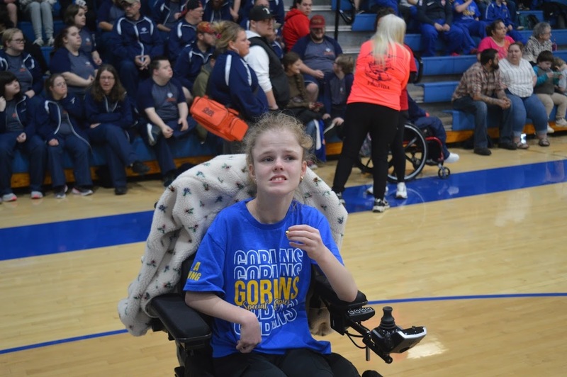 Special Olympian competing