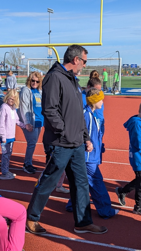 Special Olympians walking track