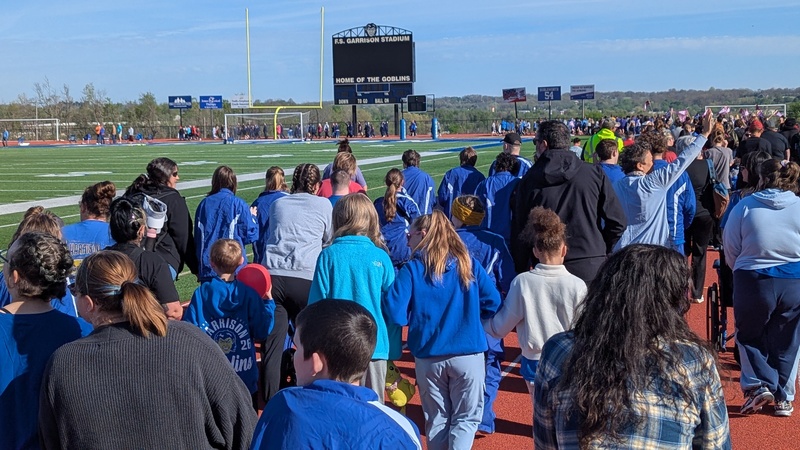 Special Olympians walking track