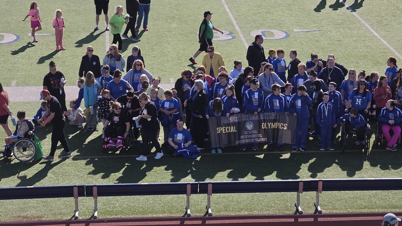 Special Olympians on field