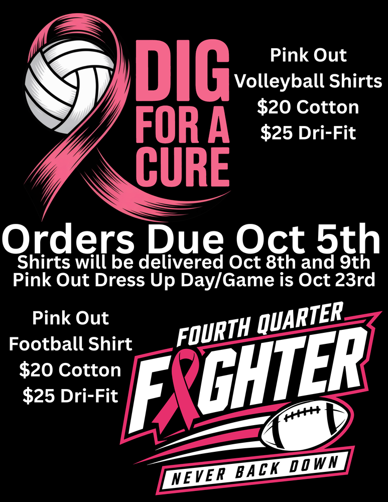 Volleyball and Football Pink Out Shirt Order Forms