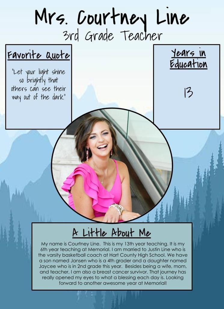 This week's staff spotlight is one of our star educators! We are so blessed to have Mrs. Line and the positive impact she makes here at Memorial! 