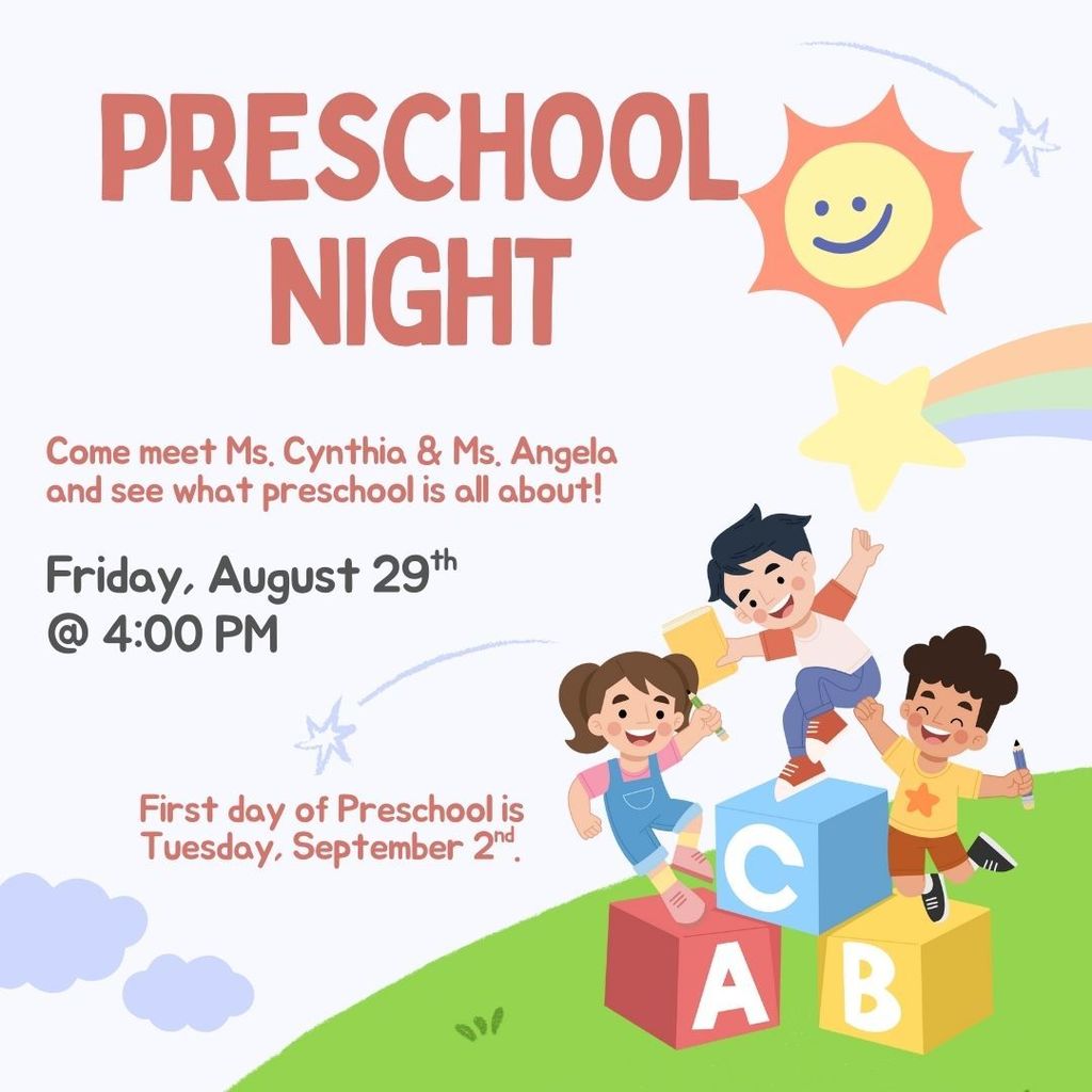 Preschool Night Friday, August 29th @ 4:00 PM