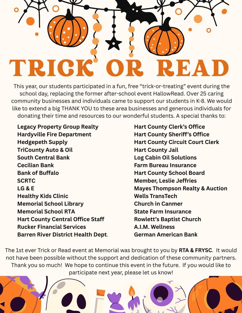 Trick or Read Thank you 