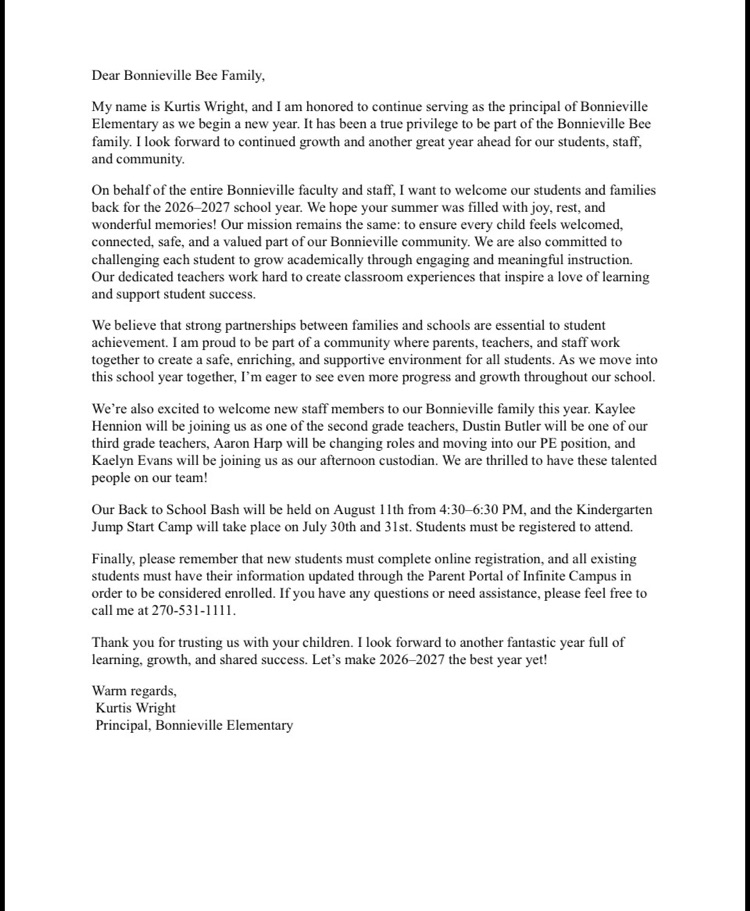 back to school letter