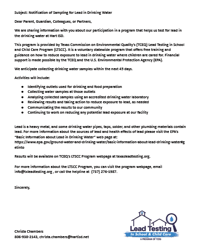 Lead Testing Notiffication