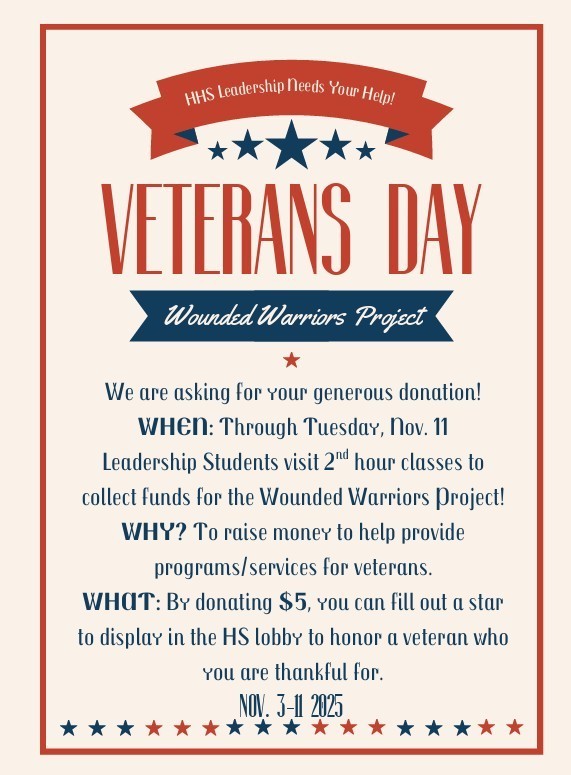 Veteran's Day Donation Flier