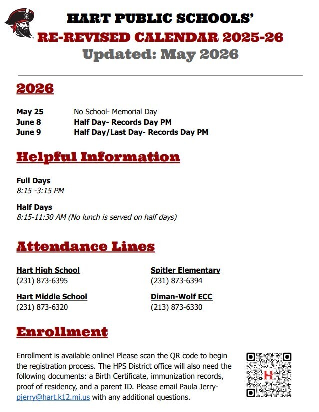 Re Revised Calendar 2026