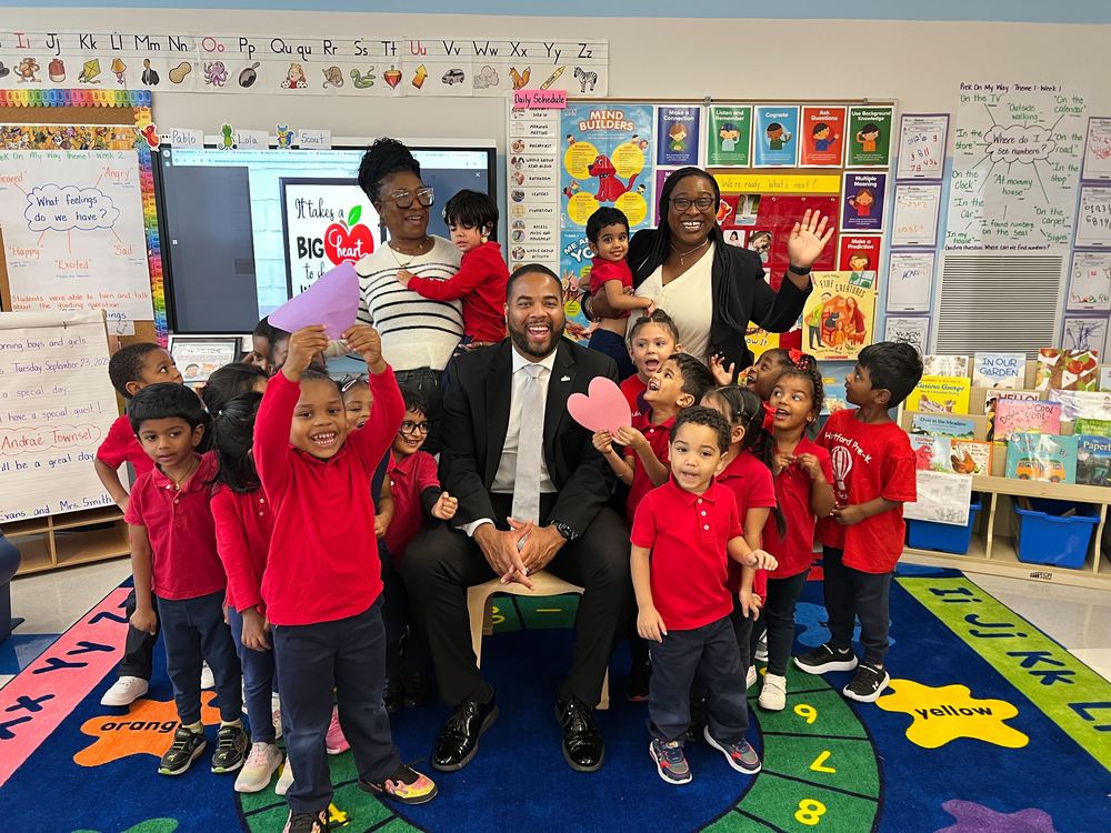 Dr. Townsel with Hartford PreK Students