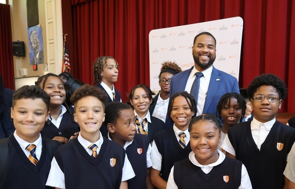 Dr. Townsel with Capital Prep students