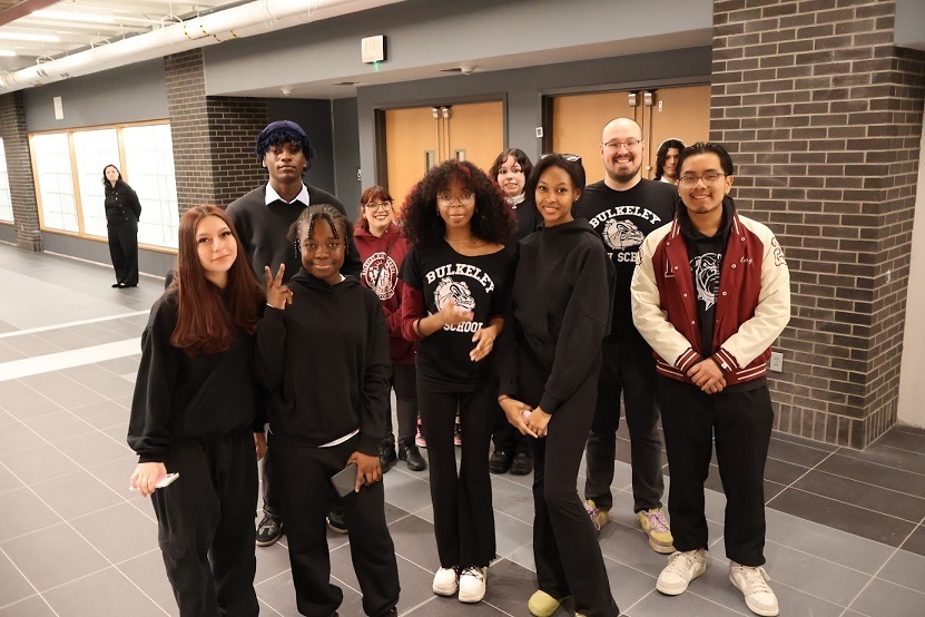 Bulkeley High School teacher Andrew Welch with Student Leaders