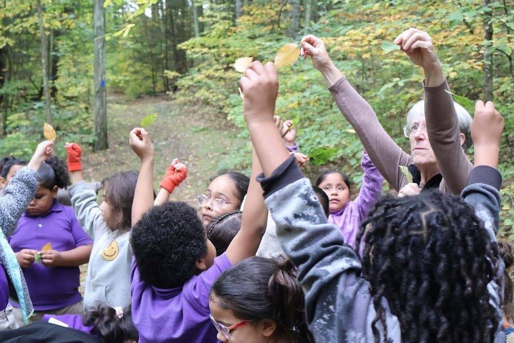 Naylor students become autumn trees at Roaring Brook