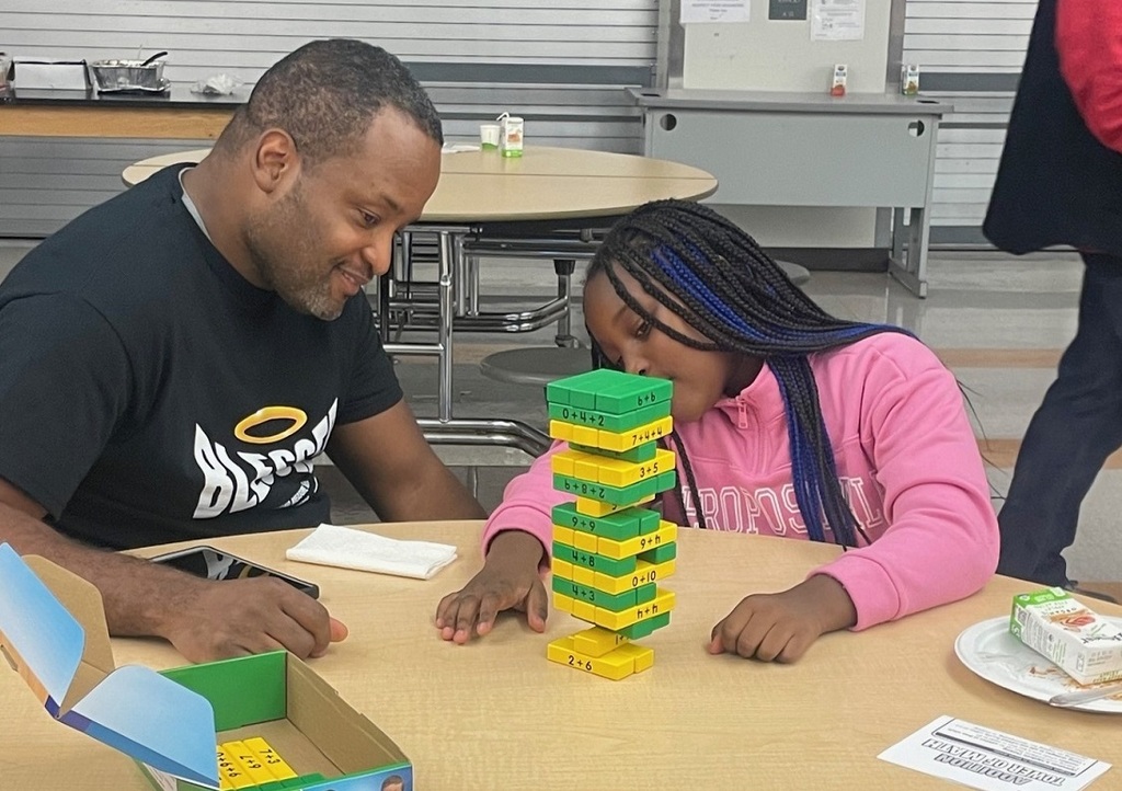 Dad and student enjoy Math Night