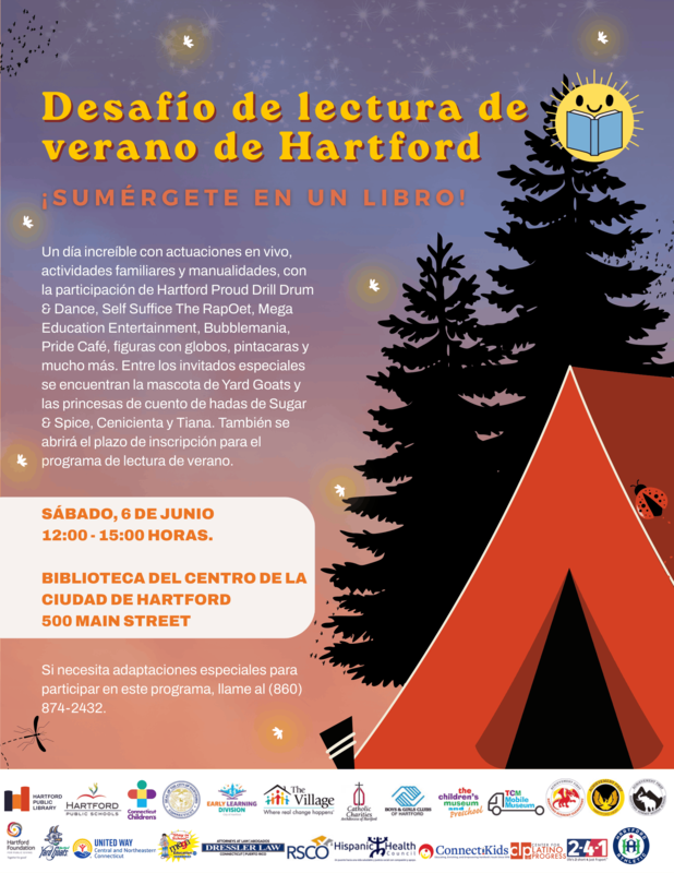 2026 Hartford Public Library's Summer Reading Challenge Spanish flyer
