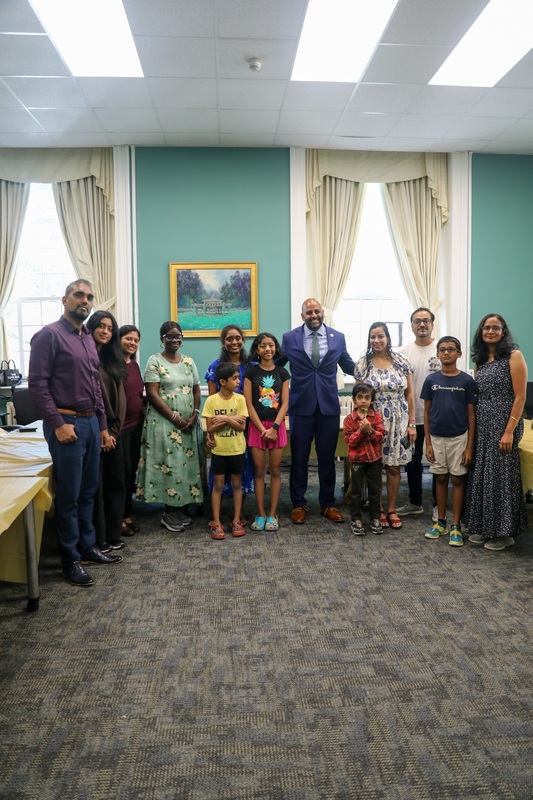 Summer Reading Raffle winners with Mayor Arulampalam