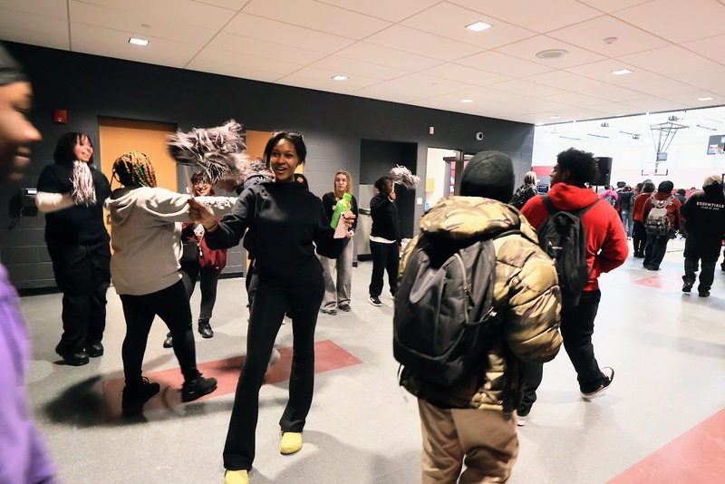 BHS student leaders welcome staff to the pep rally
