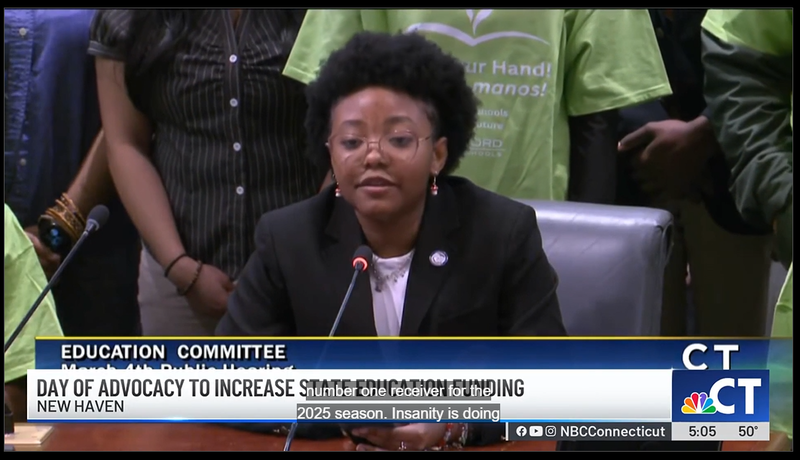 Bulkeley Senior Micquandre Wright testifies before Educaiton Committee March 4 2026