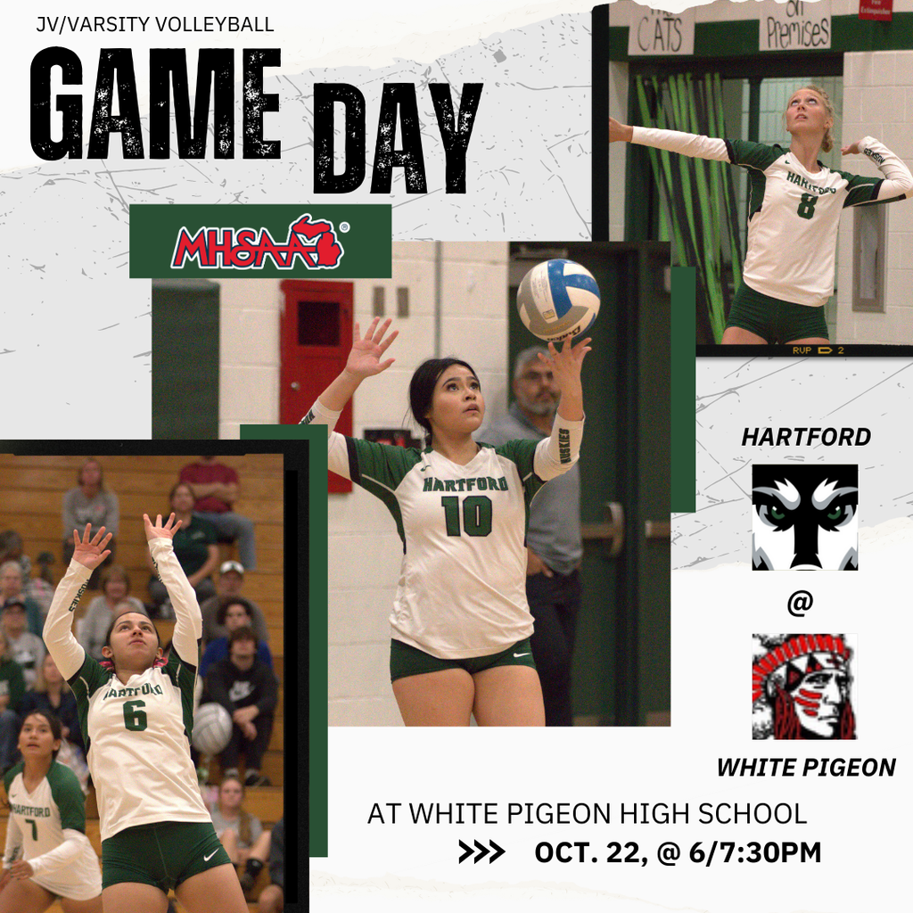 JV and Varsity Volleyball travel to White Pigeon tonight with 6:00 and 7:30PM starts, good luck ladies! 🏐💚