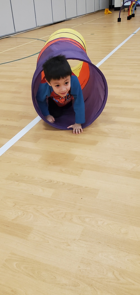 Mrs. Furlan's and Ms. Stephanie's GSRP Preschool Class spent some time away from the chilly weather to run an obstacle course in the gym today and have fun with the parachute. La clase de preescolar GSRP de la Sra. Furlan y la Sra. Stephanie pasaron un tiempo lejos del clima frío hoy para correr una carrera de obstáculos en el gimnasio y divertirse con el paracaídas.